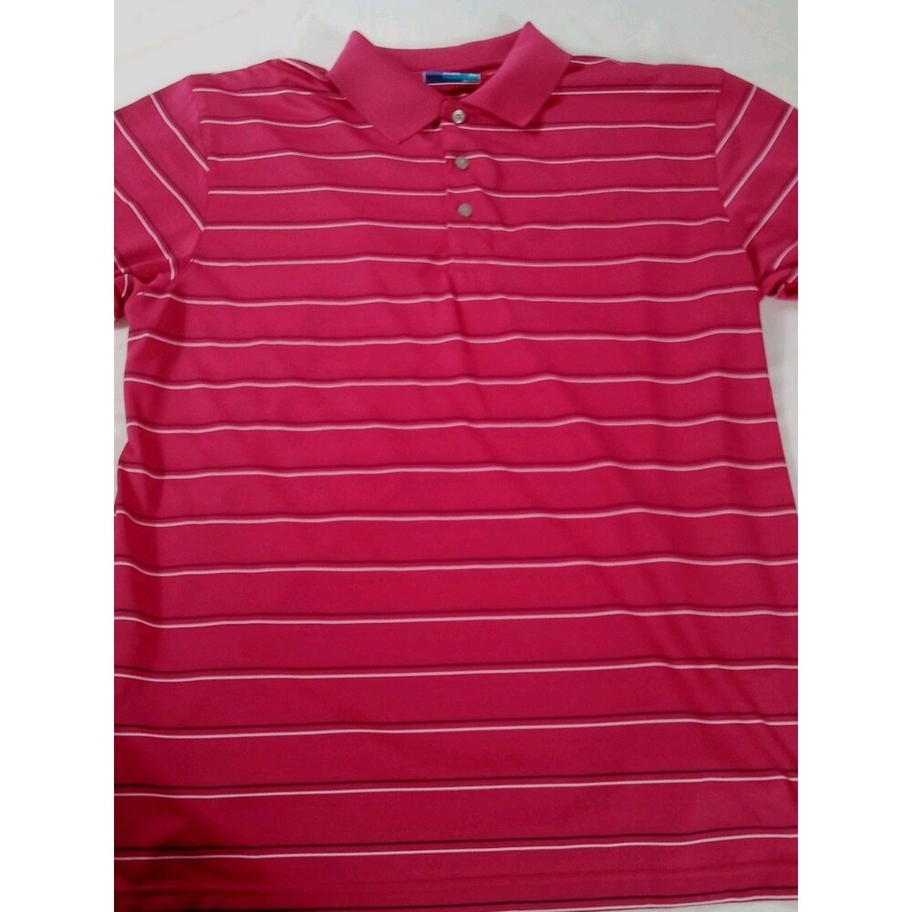 Men's Pro‎ Tour Air Polo Short Sleeve Hot Pink W Blue/ White Stripes SIZE XL